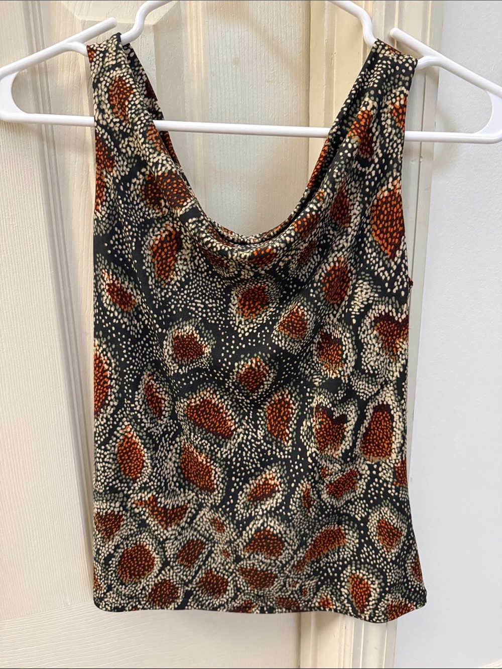 The Limited Cowl Neck Tank with Rust & Cream Spot Print